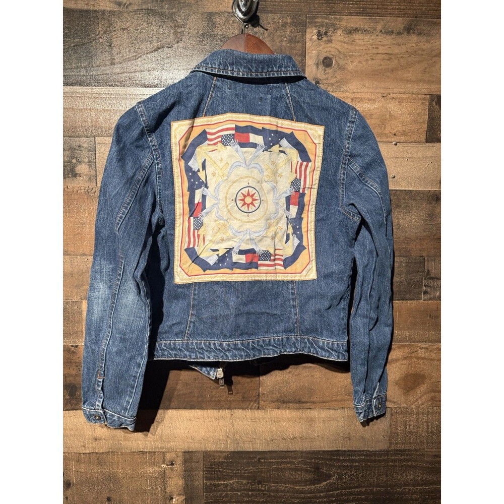 Vintage Y2K Mens/Womens  Tommy Hilfiger Denim Jean  Jacket back embroidery M